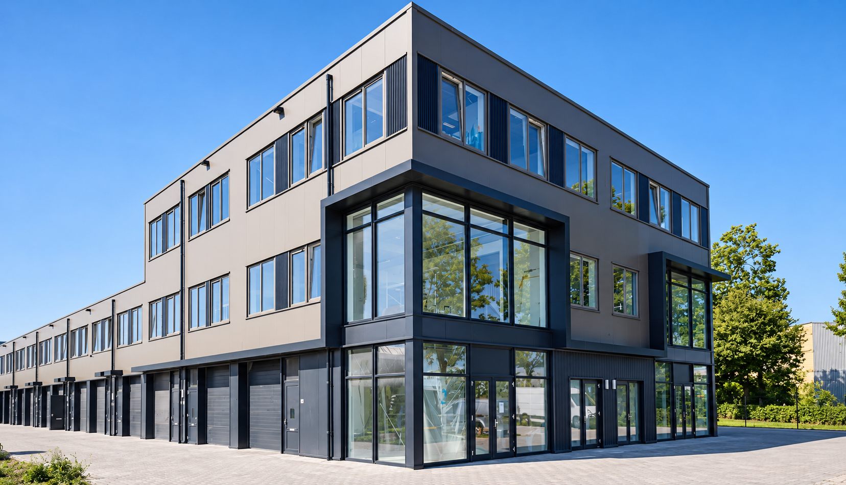 Bedrijfsunits aan het Nijverheidsplein 1 in Heerhugowaard: eigen projectfoto van Eplus Elektro
